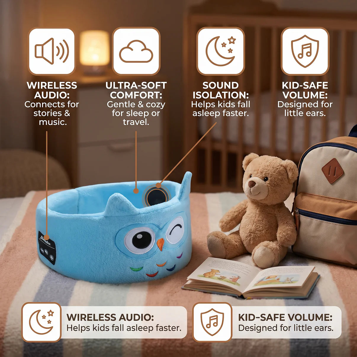 JollyBand™ 2-in-1 Cozy Kids Bluetooth Headband
